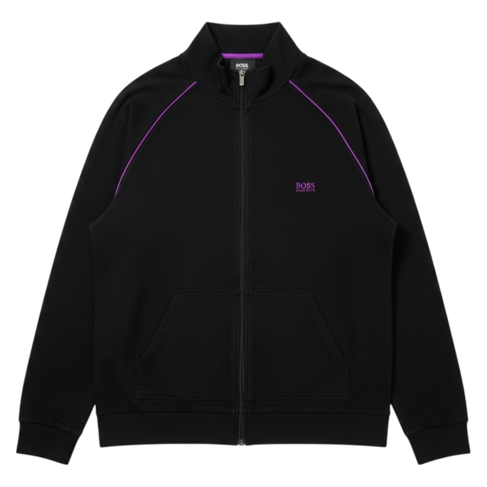 Hugo Boss Mix N Match Jacket Mens XL Black Purple Full Zip Lounge Track Training